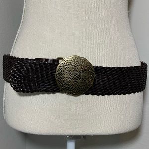 Tommy Bahama leather woven belt dark brown size S